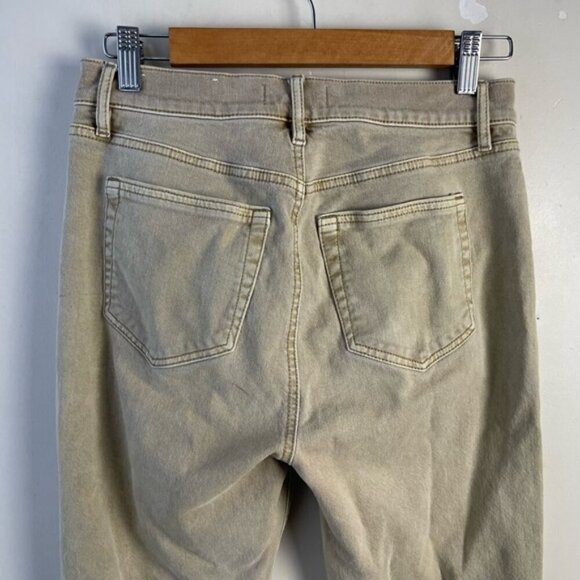 Loft high waist flare crop jeans moss green ankle raw hem size 27 stretch - Picture 4 of 10